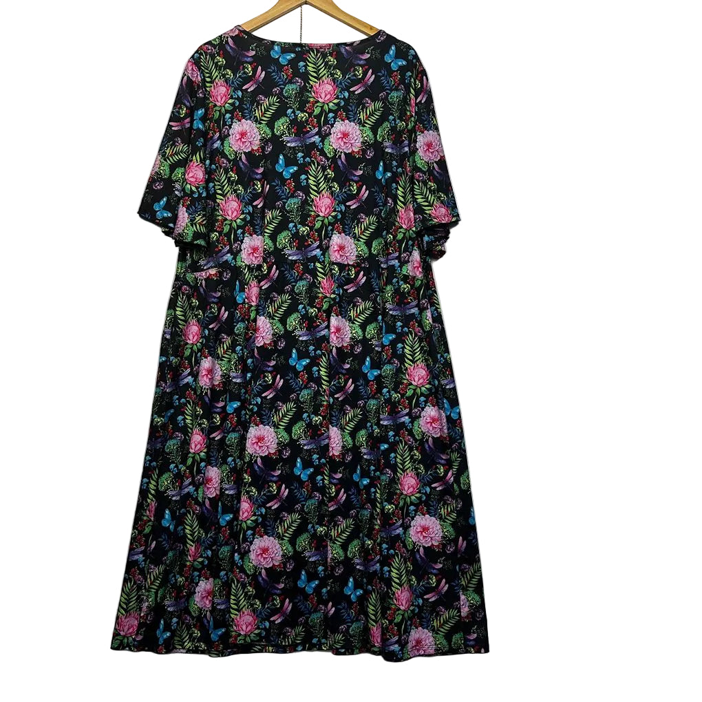 Curvaceous Black Floral Dress - Size 22/XL