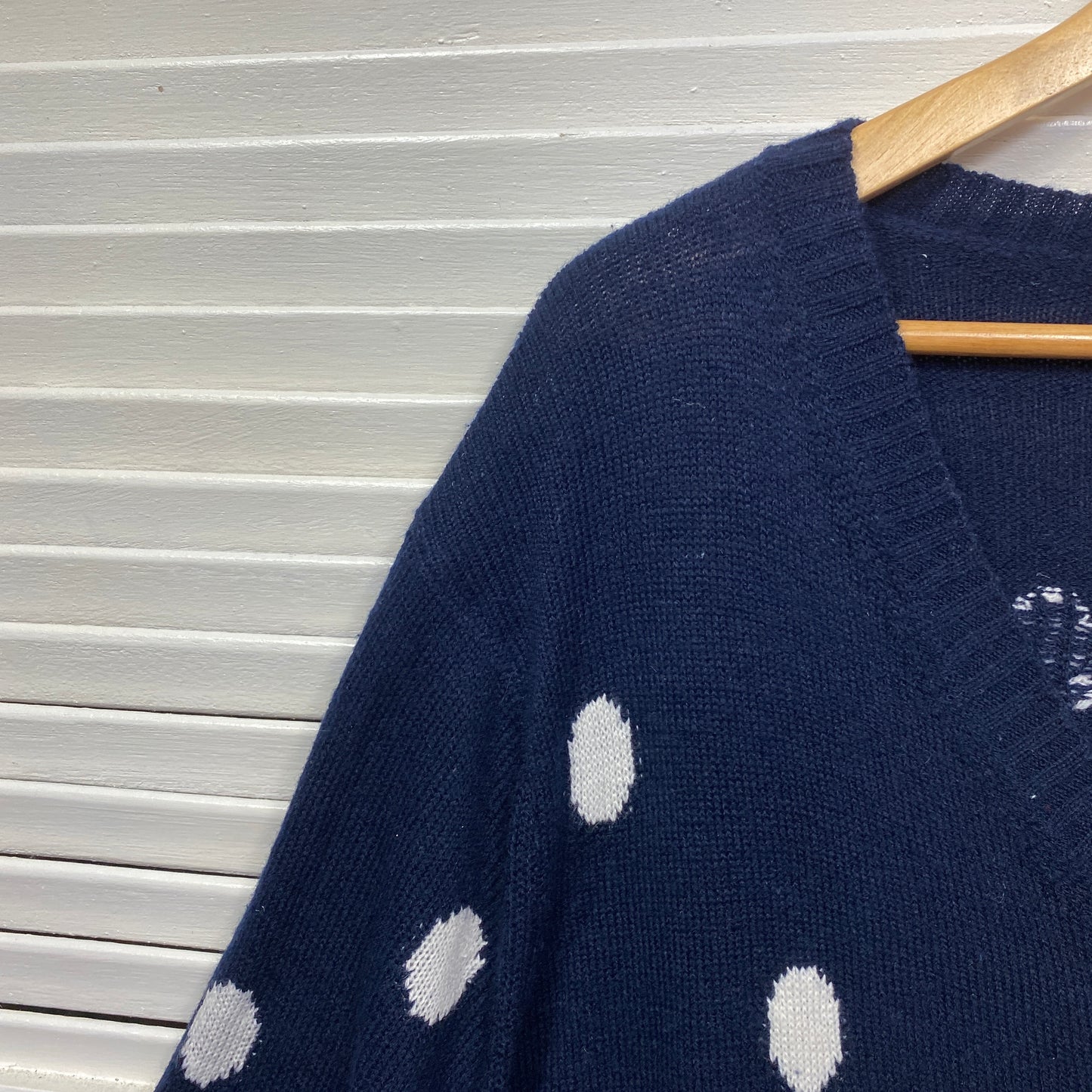 Emme Jumper Size 22 XL Blue Polka Dots Long Sleeve Knit