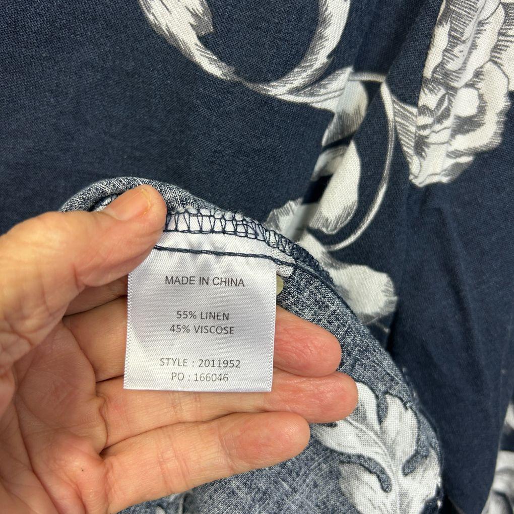 Katies Navy Linen Floral Top - Size 20