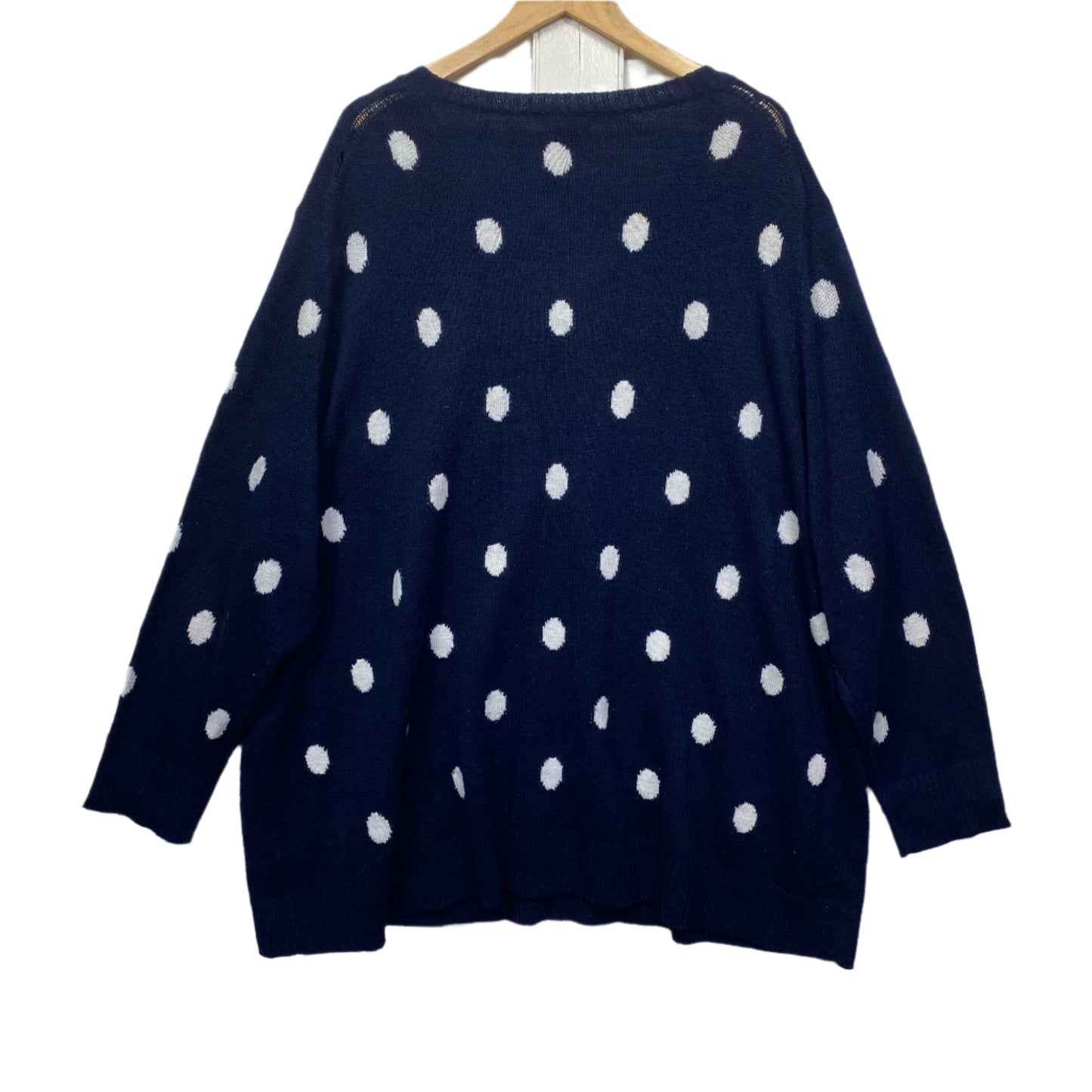 Emme Jumper Size 22 XL Blue Polka Dots Long Sleeve Knit