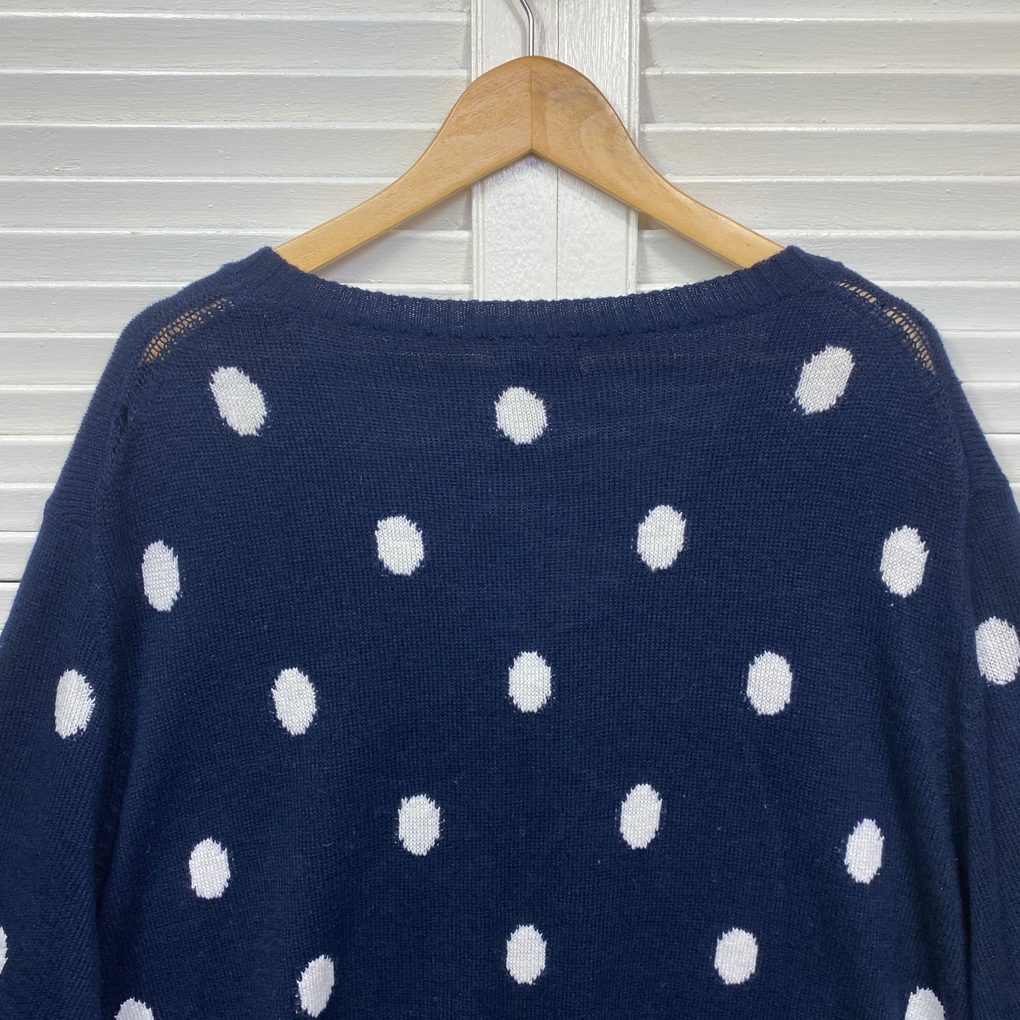 Emme Jumper Size 22 XL Blue Polka Dots Long Sleeve Knit