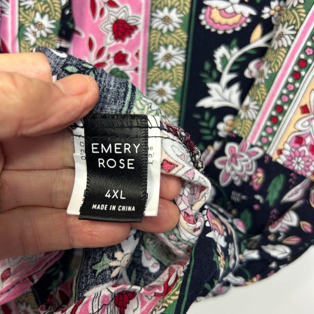Emery Rose Black Floral Top - Size 4XL