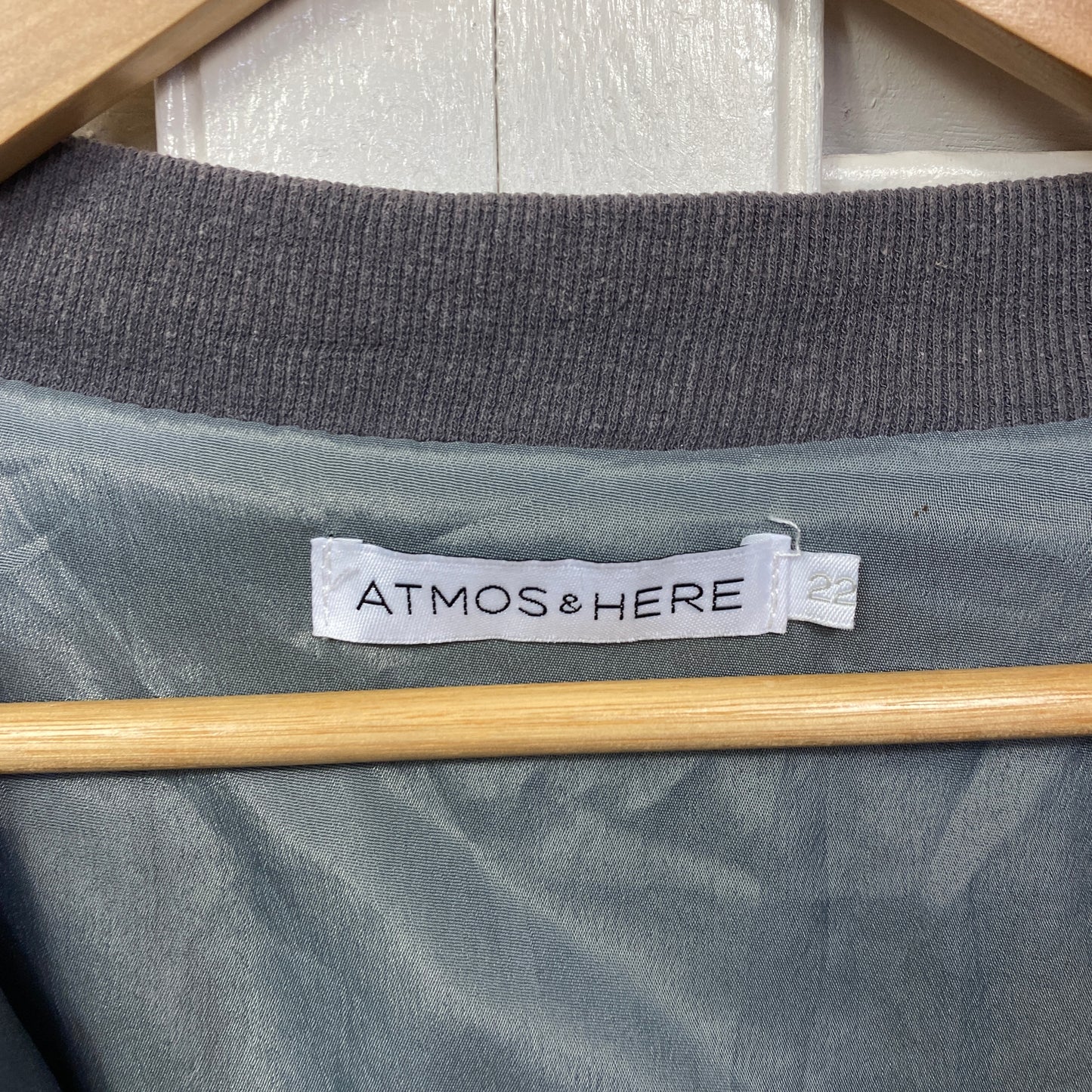 Atmos & Here Crushed Velvet Bomber Jacket Size 22 Grey Long Sleeve