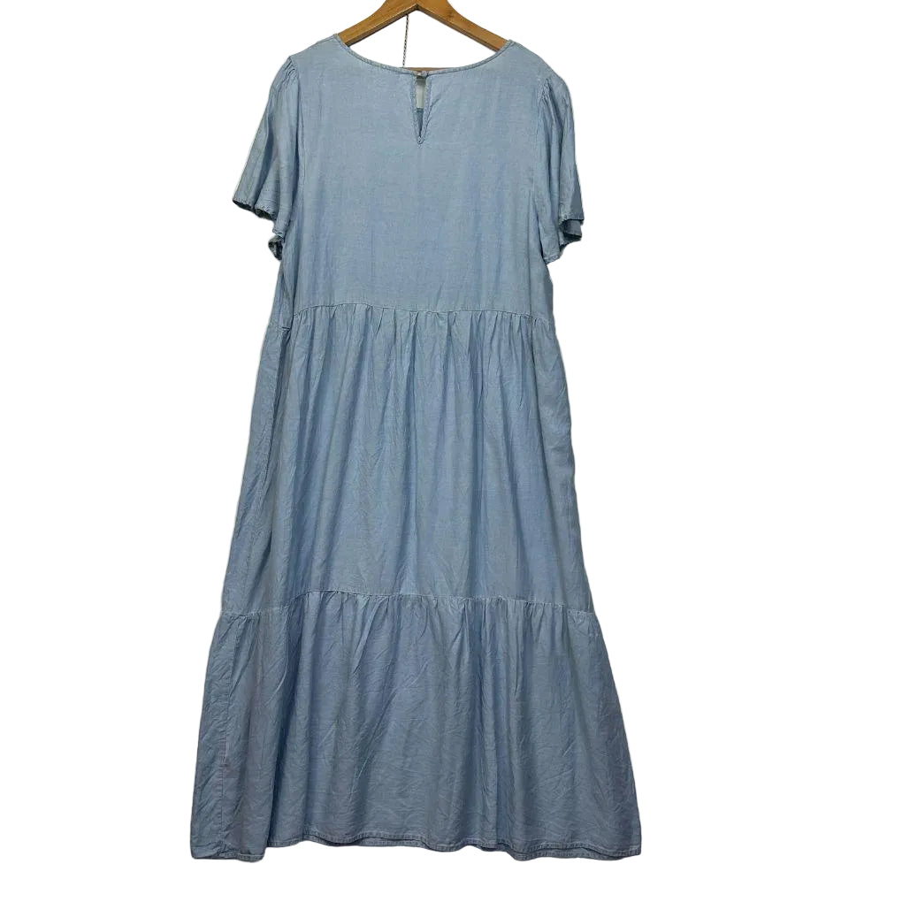 Isobelle Blue Tiered Midi Dress - Size 20