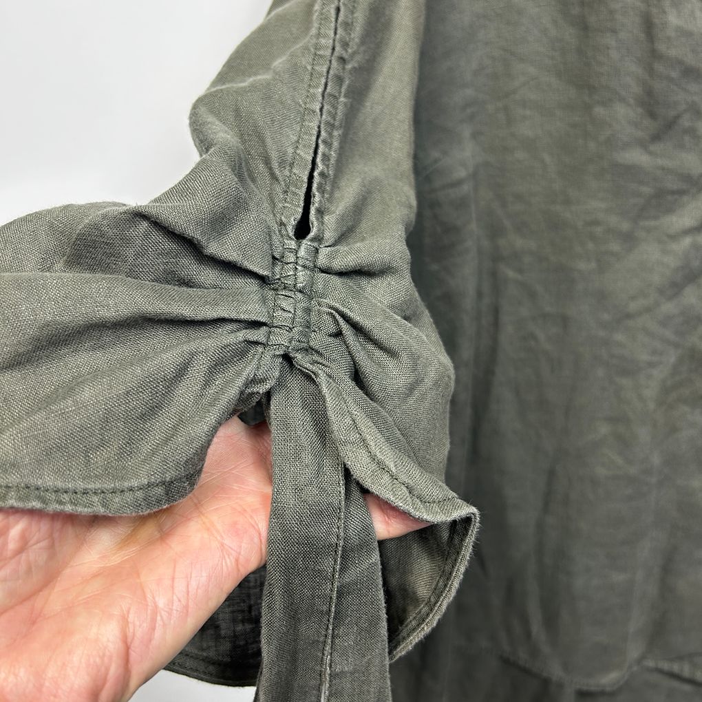 Sussan Olive Green Linen Top - Size 12