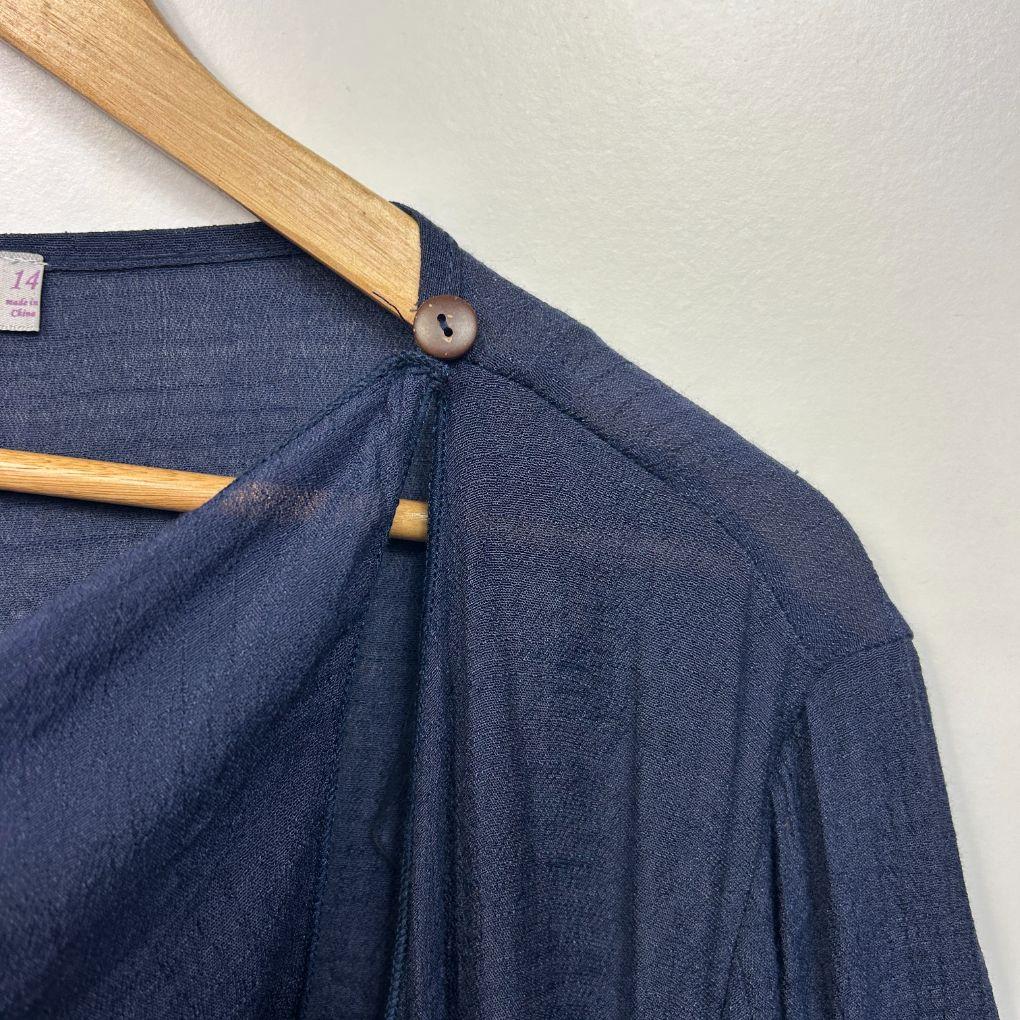 Missy Q Navy Cotton Top - Size 14