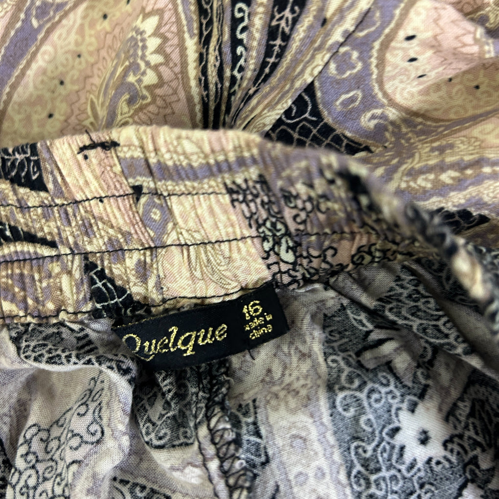 Quelque Multicoloured Paisley Print Cropped Pants - Size 16