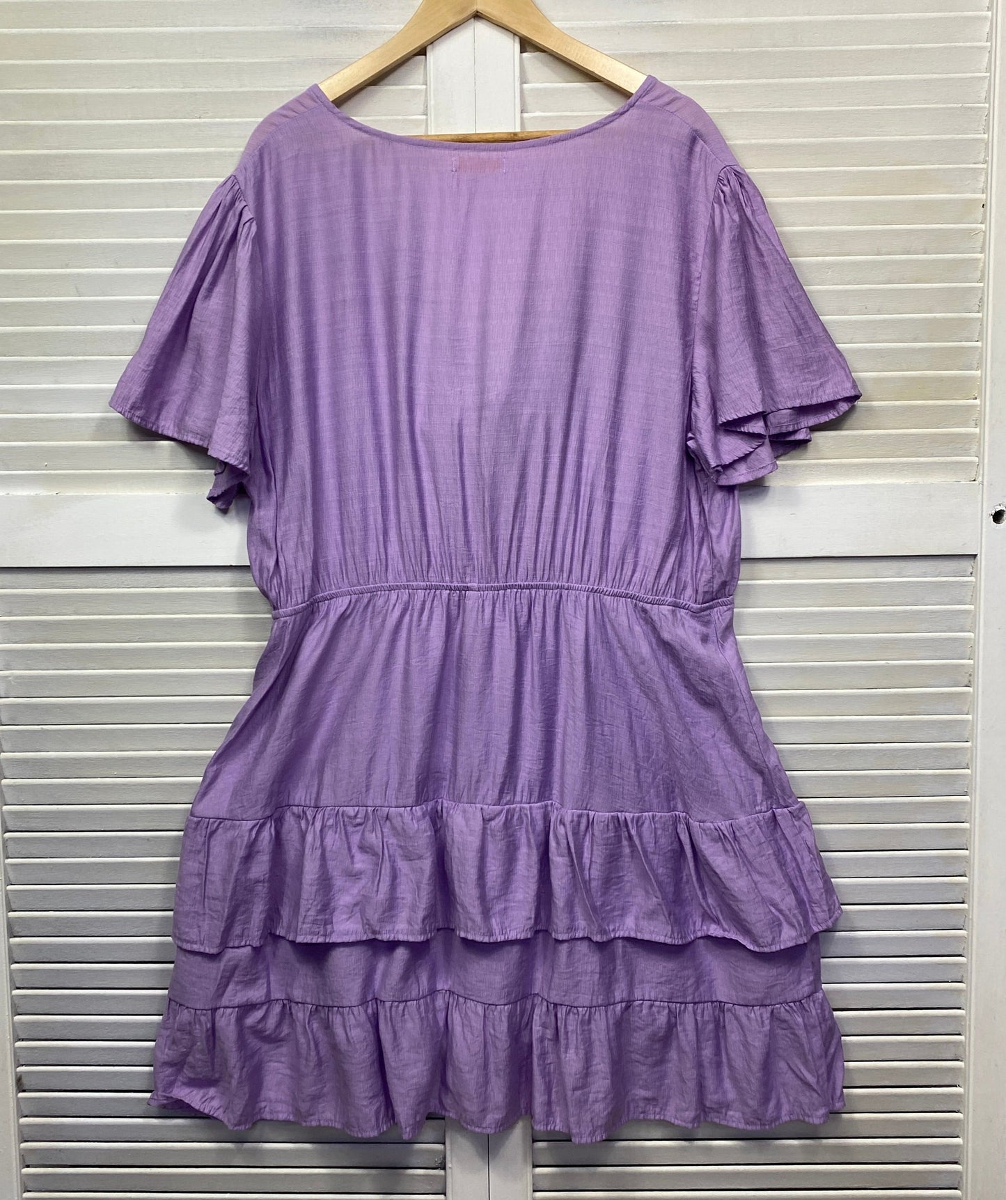 Orange Sherbet Dress Size 22 Plus Purple Cut Out Front Short Sleeve