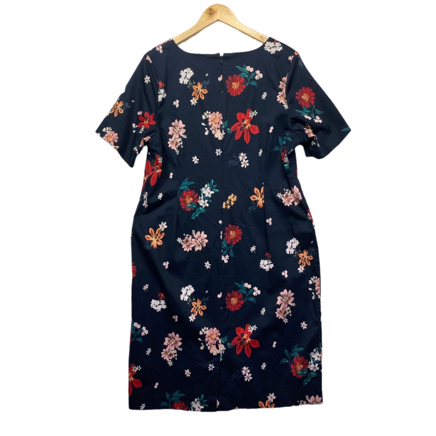 Sara Dress Size 18 Plus Navy Floral Pencil Short Sleeve