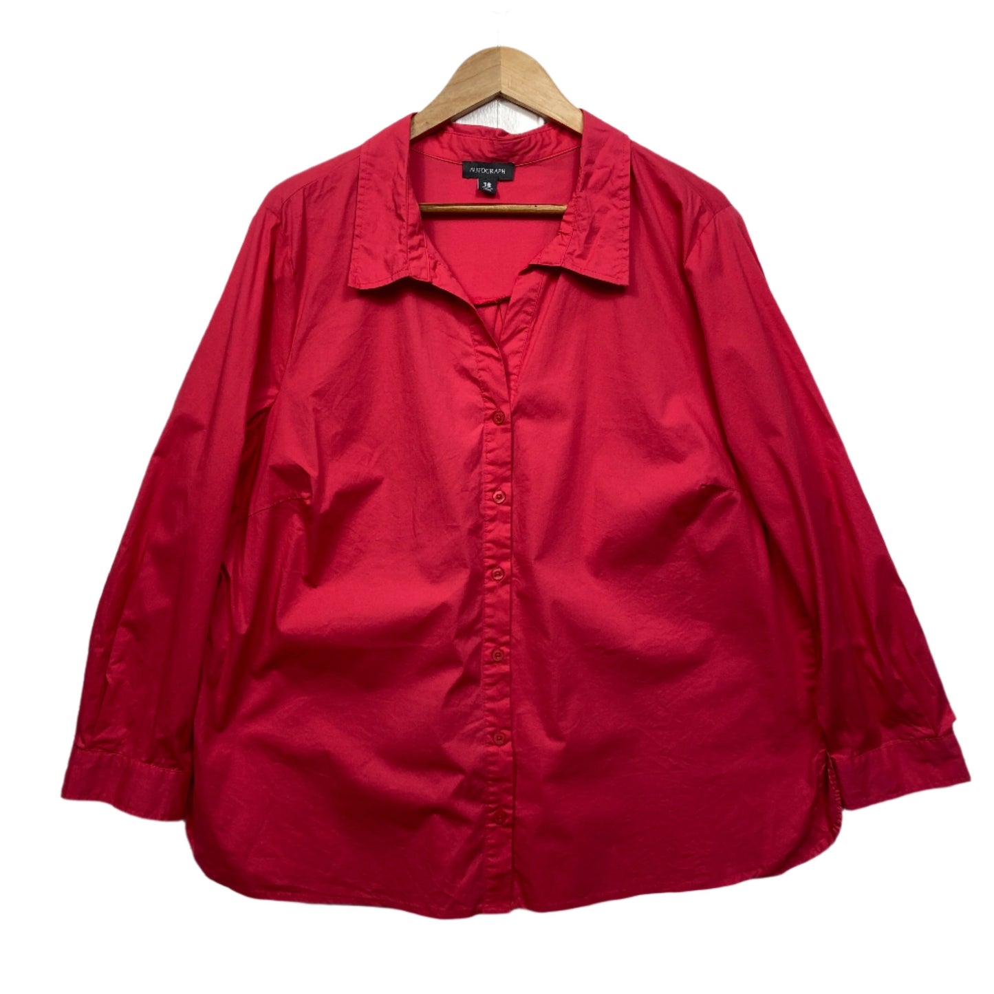 Autograph Top Size 18 Long Sleeve Red Button Up