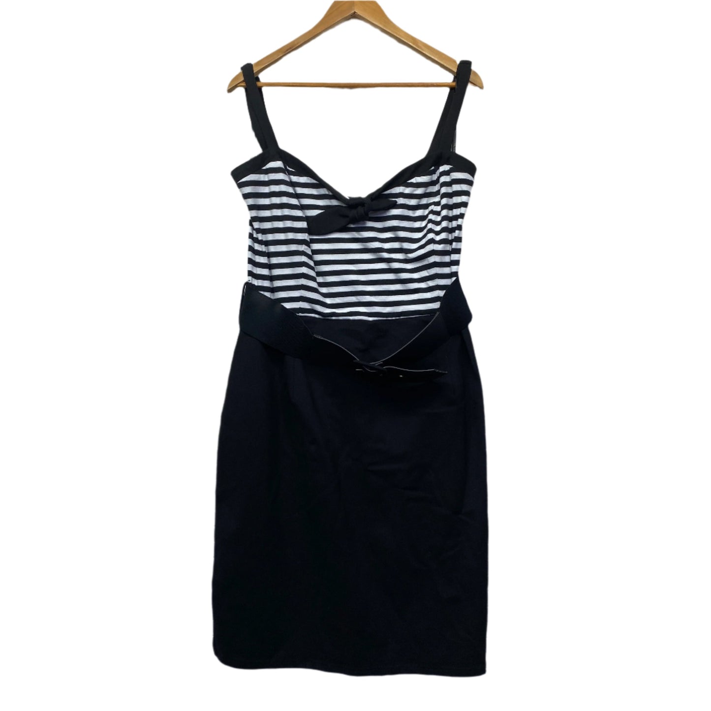 City Chic Dress Size  20 Large Black White Striped Pencil Sleeveless