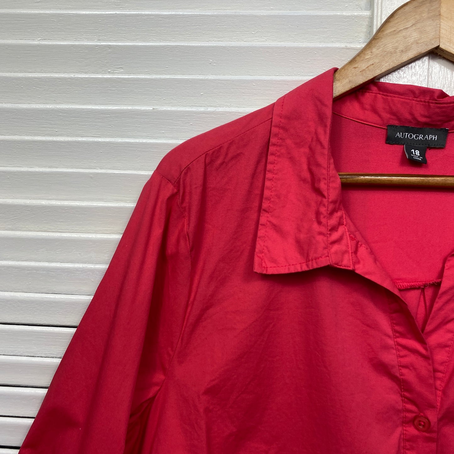 Autograph Top Size 18 Long Sleeve Red Button Up