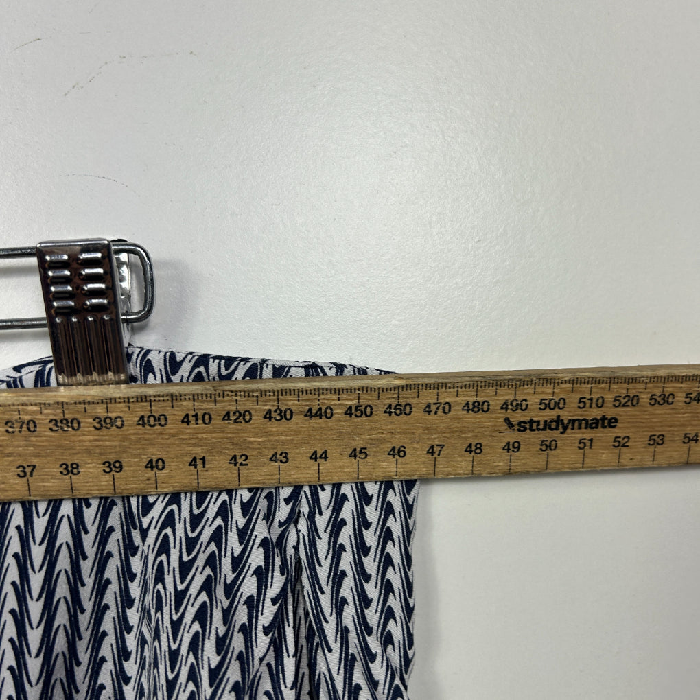 David Lawrence Navy & White Geometric Print Pants - Size 16