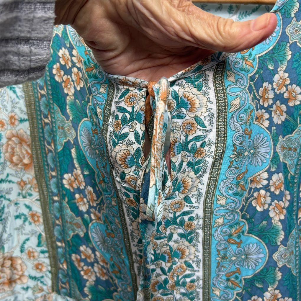 Shein Teal Floral Boho Top - Size 4XL