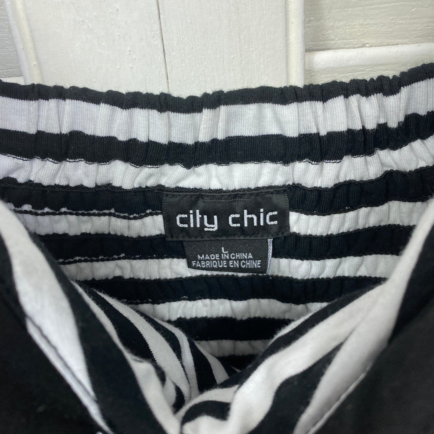 City Chic Dress Size  20 Large Black White Striped Pencil Sleeveless