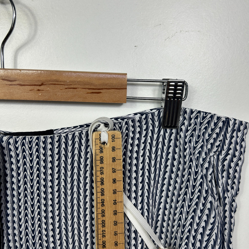 David Lawrence Navy & White Geometric Print Pants - Size 16