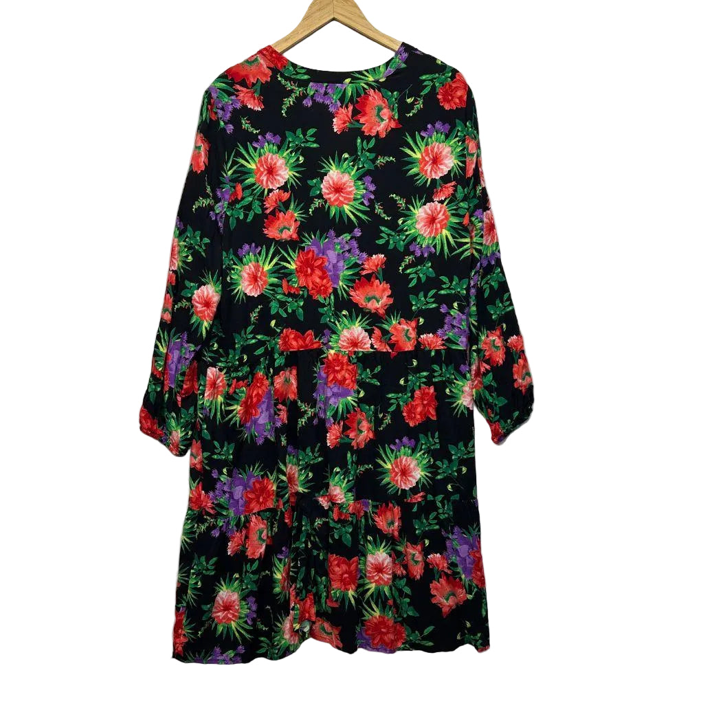 Rivers Black Floral Dress - Size 18