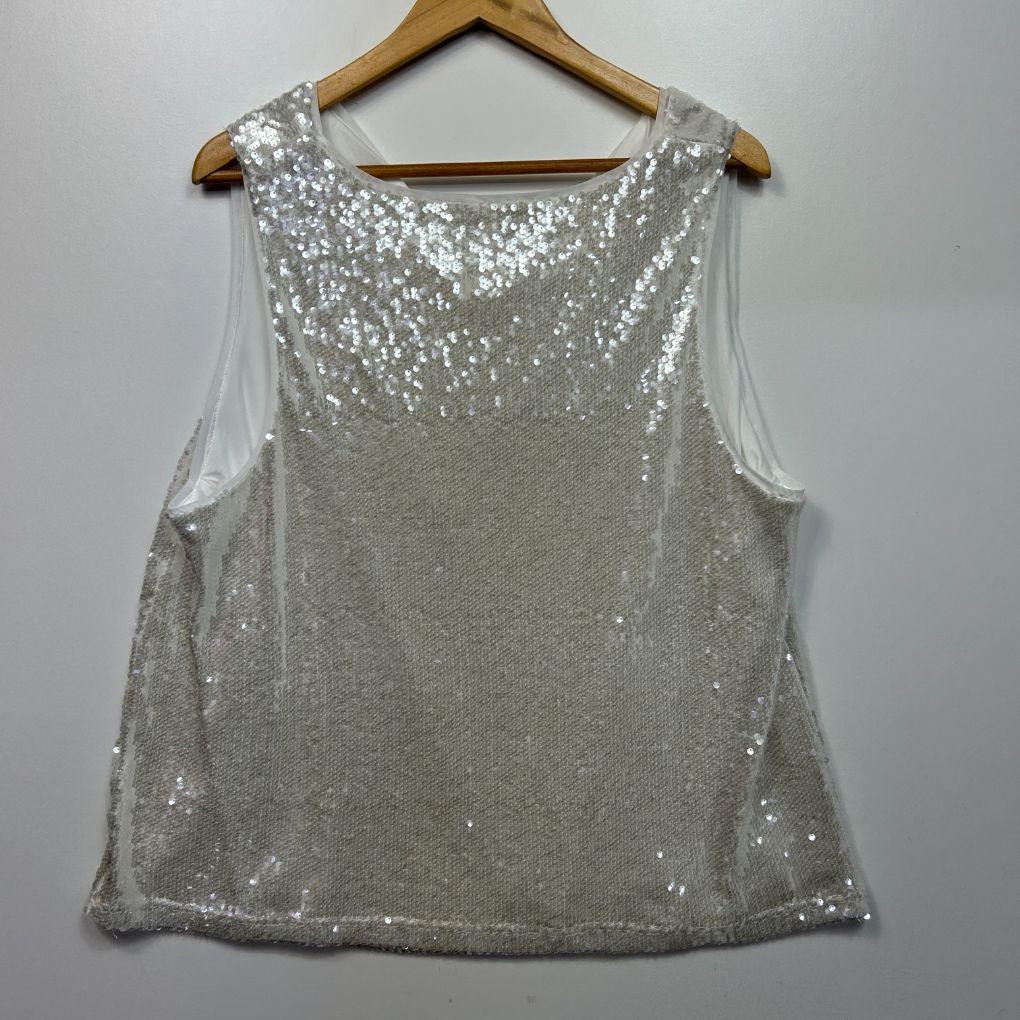 Anko White Sequin Top - Size 20