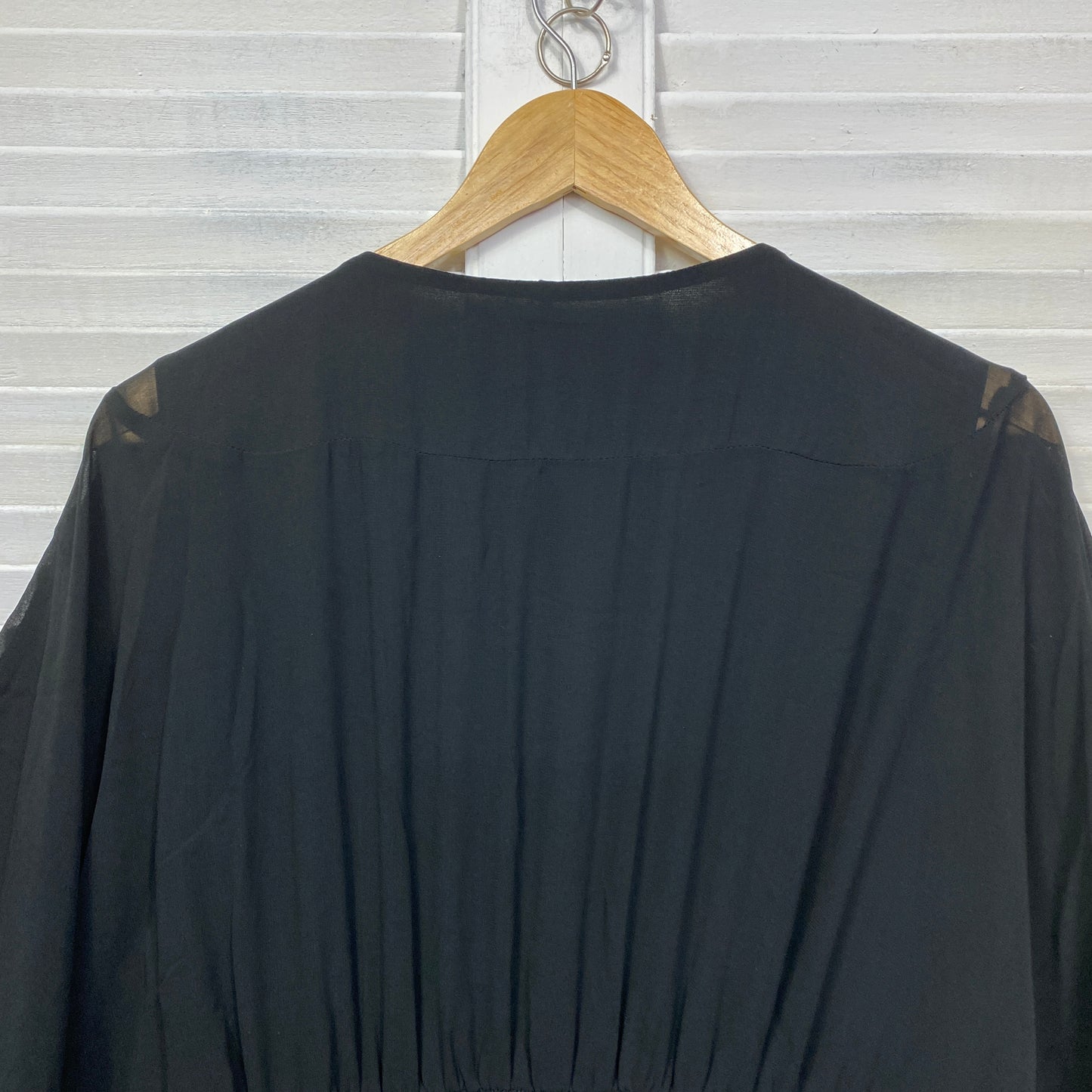 City Chic Dress Size 18 Medium Plus Black Short Sleeve Cocktail Evening Sheer Overlay