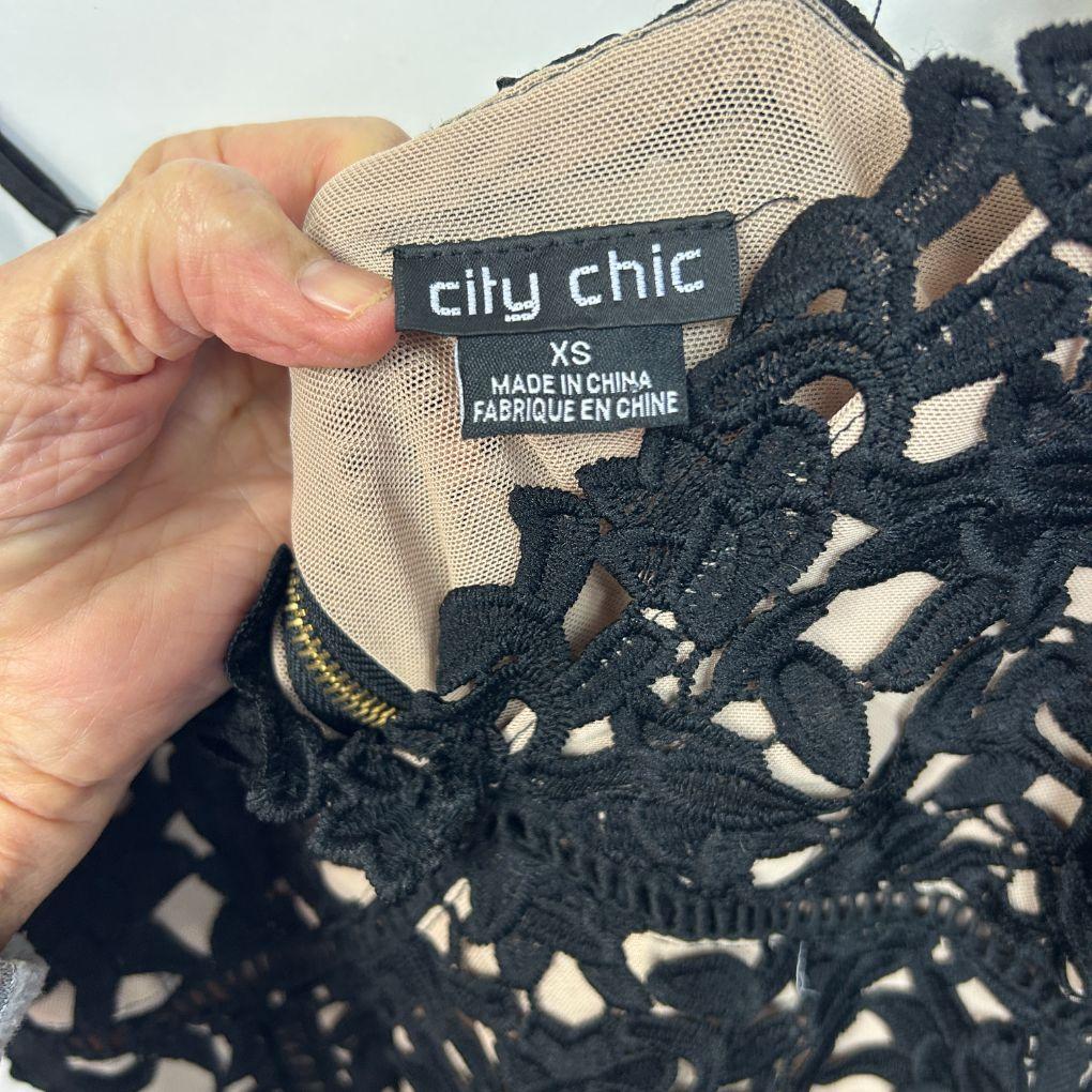 City Chic Black Cotton Crochet Dress - Size 14/XS