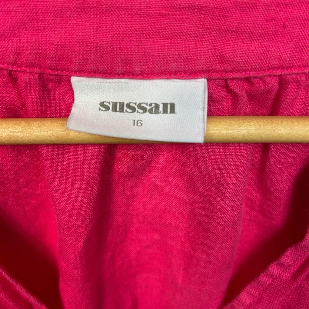 Sussan Pink Linen Dress - Size 16