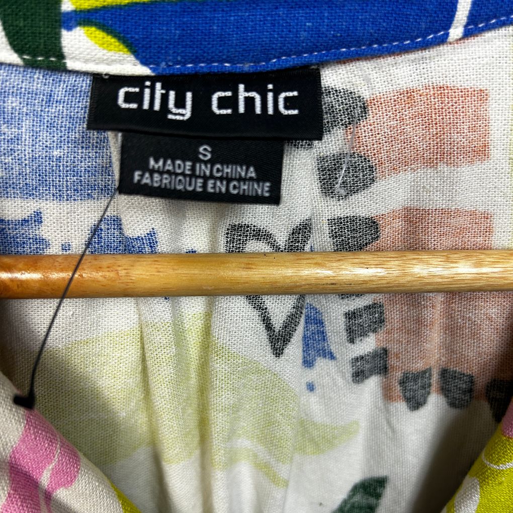 City Chic Multicoloured Linen Cutout Back Playsuit - Size 16/S