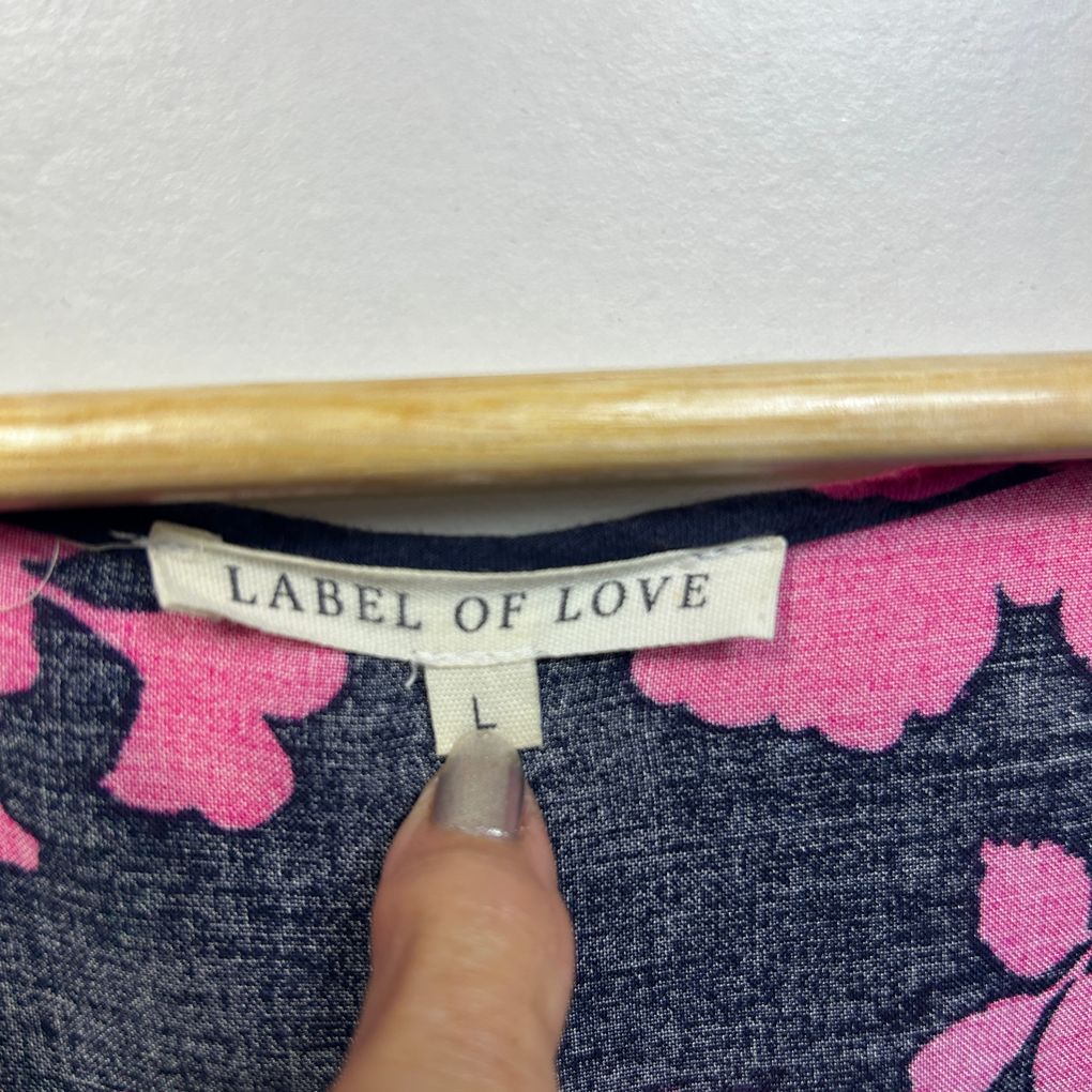 Label of Love Navy Pink Floral Maxi Dress - Size L (faults)