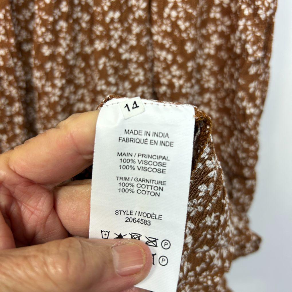 Millers Brown Floral Tiered Maxi Skirt - Size 2XL