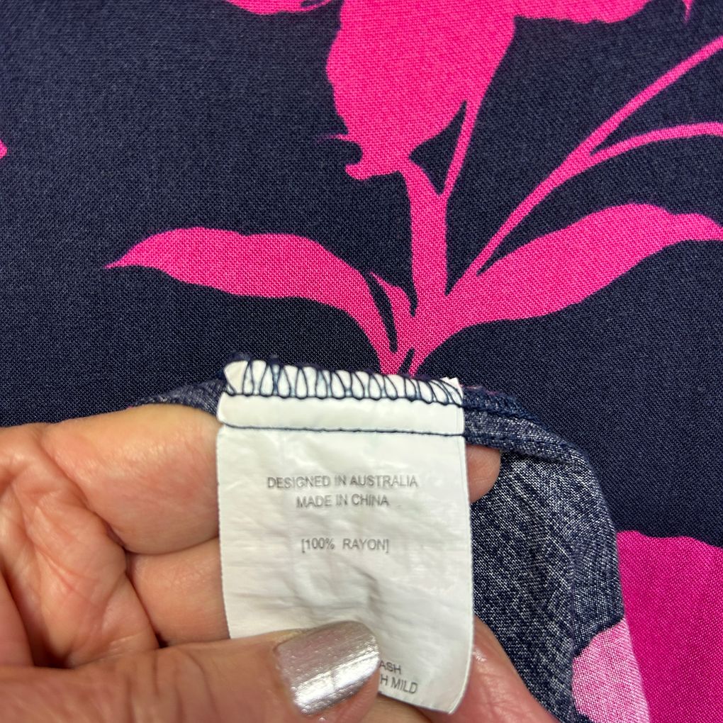 Label of Love Navy Pink Floral Maxi Dress - Size L (faults)