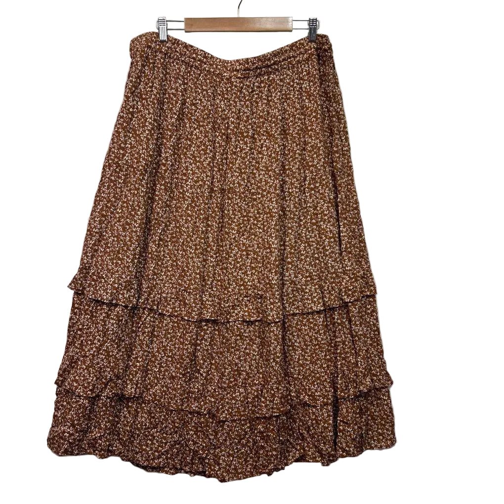 Millers Brown Floral Tiered Maxi Skirt - Size 2XL