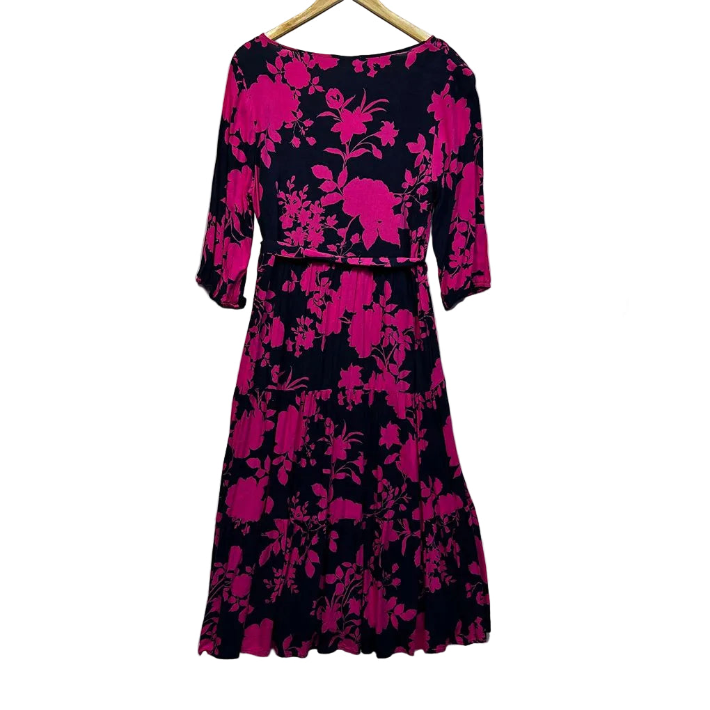 Label of Love Navy Pink Floral Maxi Dress - Size L (faults)