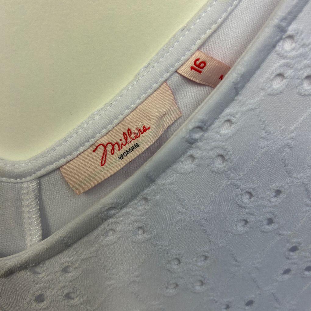 Millers White Broderie Dress - Size 16