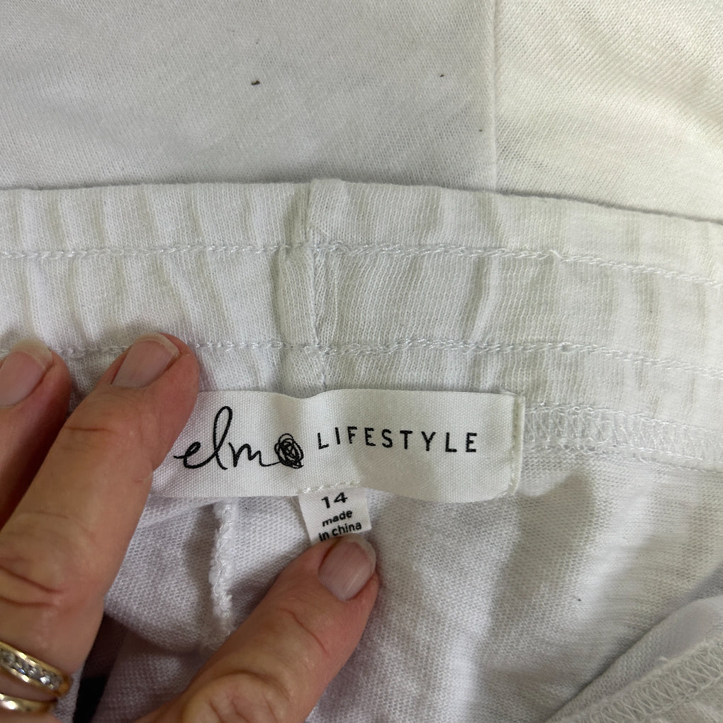 Elm Lifestyle White Cropped Jogger Pants - Size 14