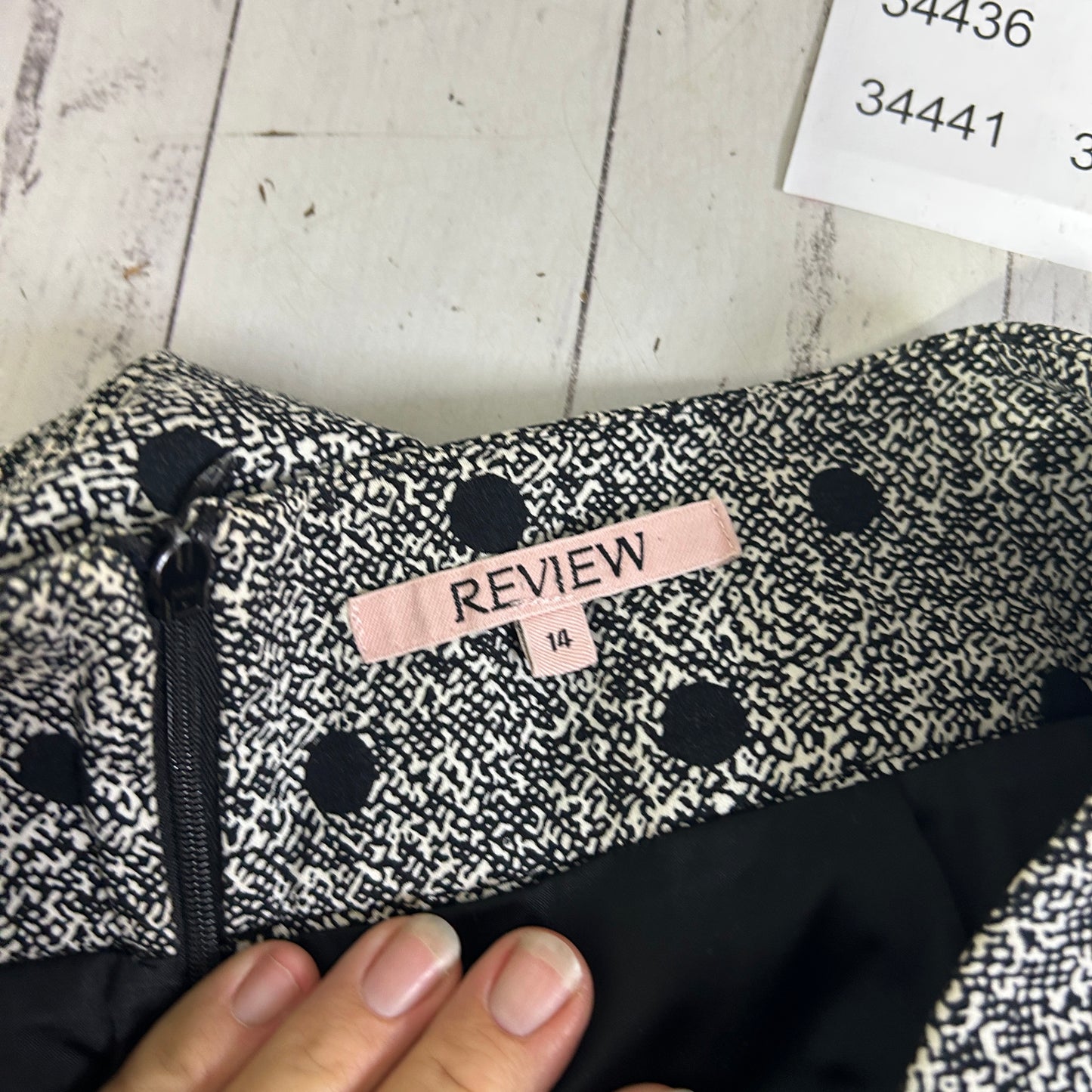 Review Black White Polka Dot Pencil Skirt - Size 14