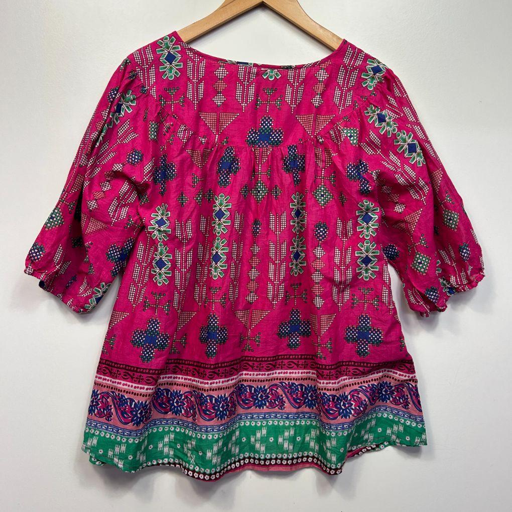 One Summer Pink Cotton Boho Top - Size 16