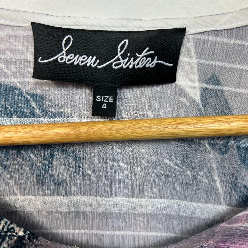 Seven Sisters Grey Floral Blouse - Size 4/14/16