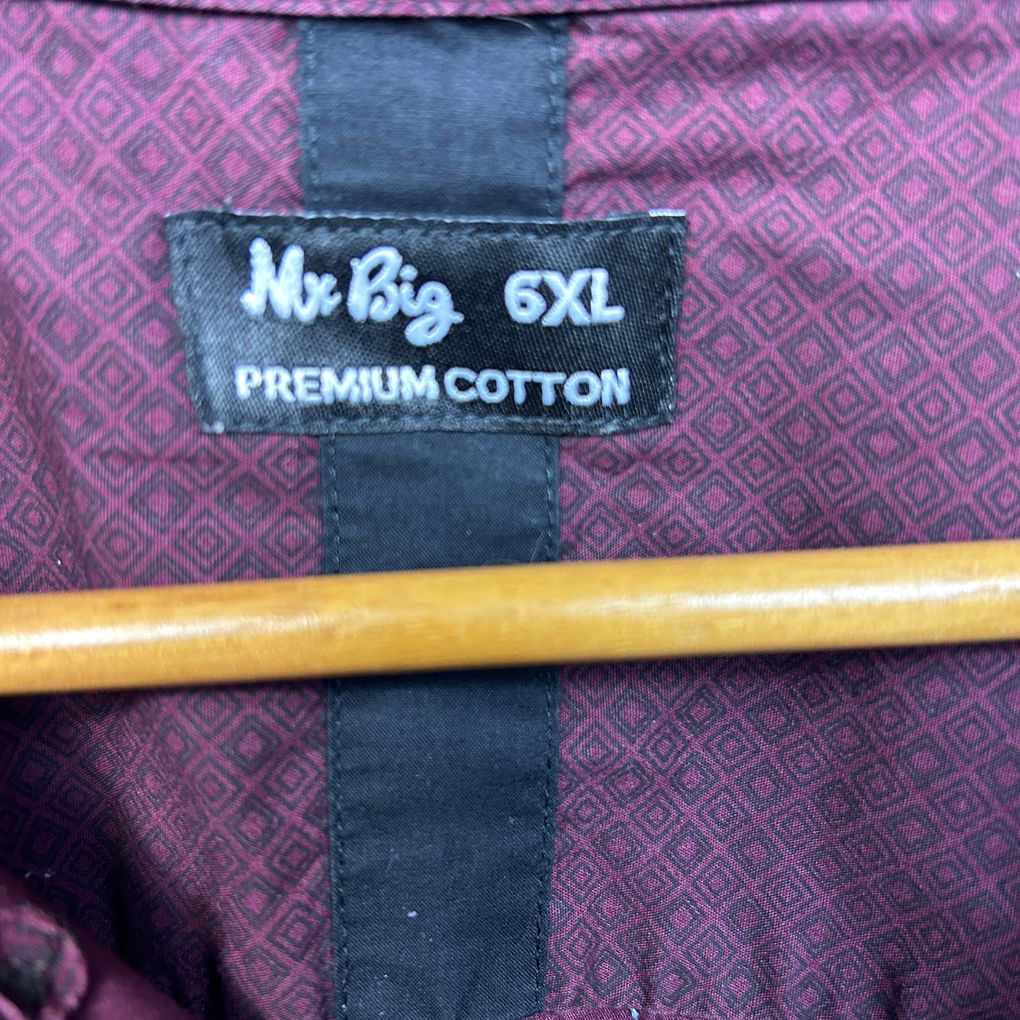Mr Big Burgundy Cotton Shirt - Size 6XL