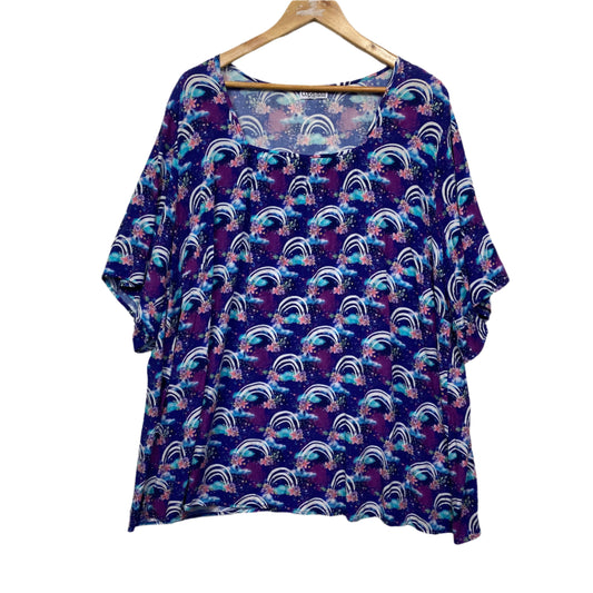 Curvaceous Top Size 20 22 Short Sleeve Rayon Multicoloured