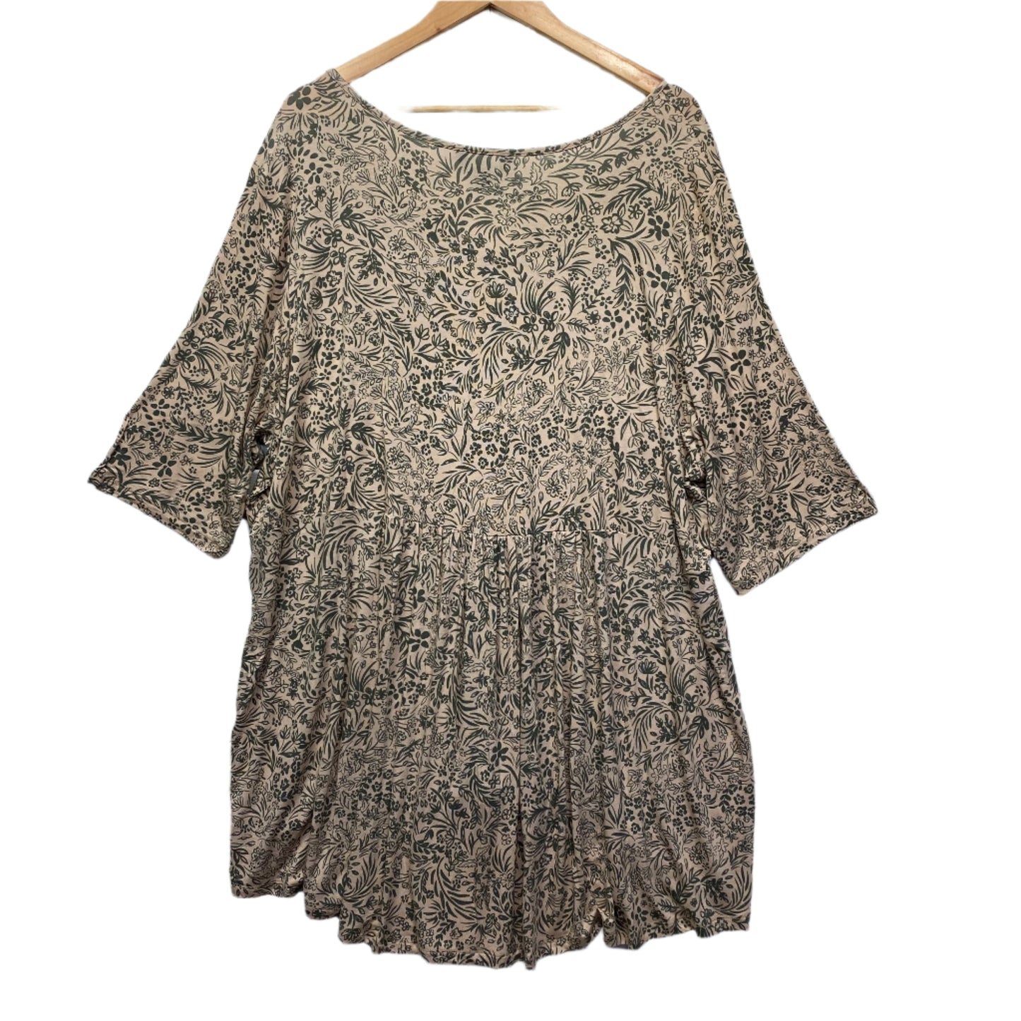 Beme Top Size 20 Plus Large Short Sleeve Beige Floral