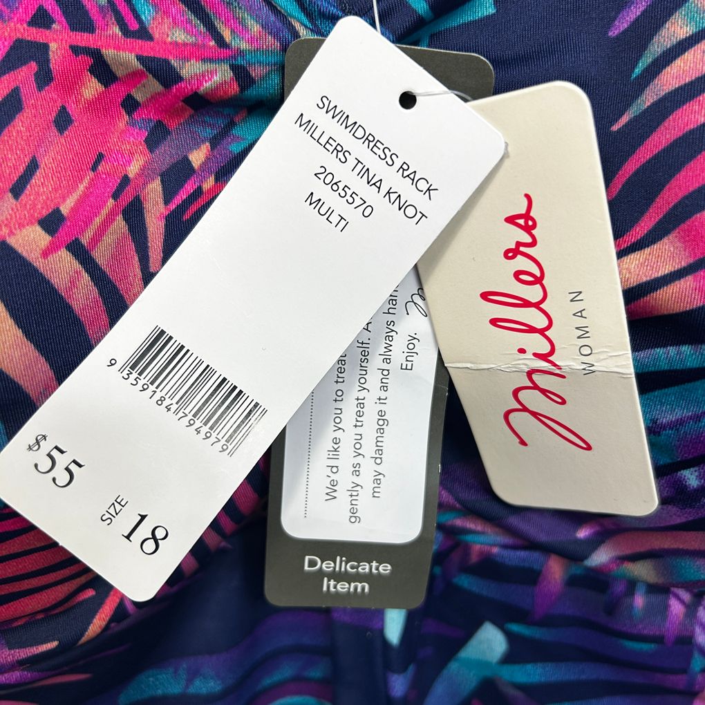 Millers Navy Print Swimdress - Size 18