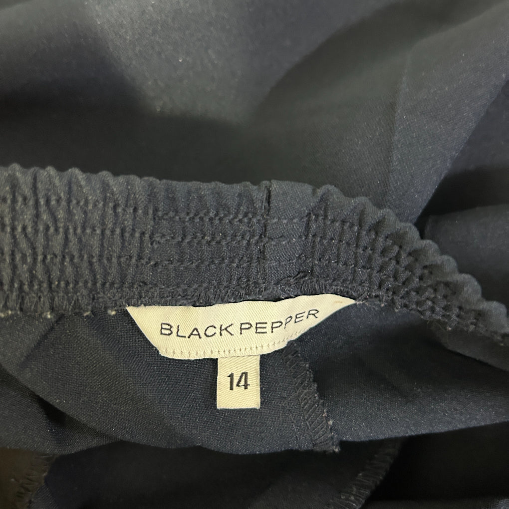 Black Pepper Navy Straight Leg Pants - Size 14