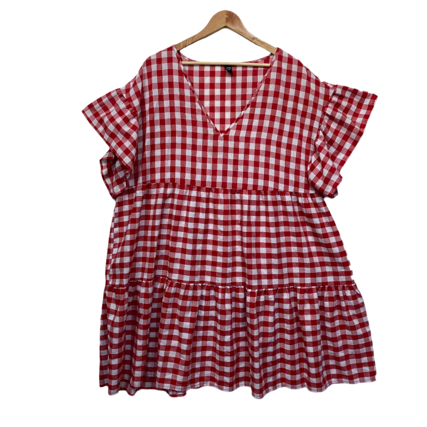 Shein Curve Smock Dress Size 20 22 3XL Red Gingham Check