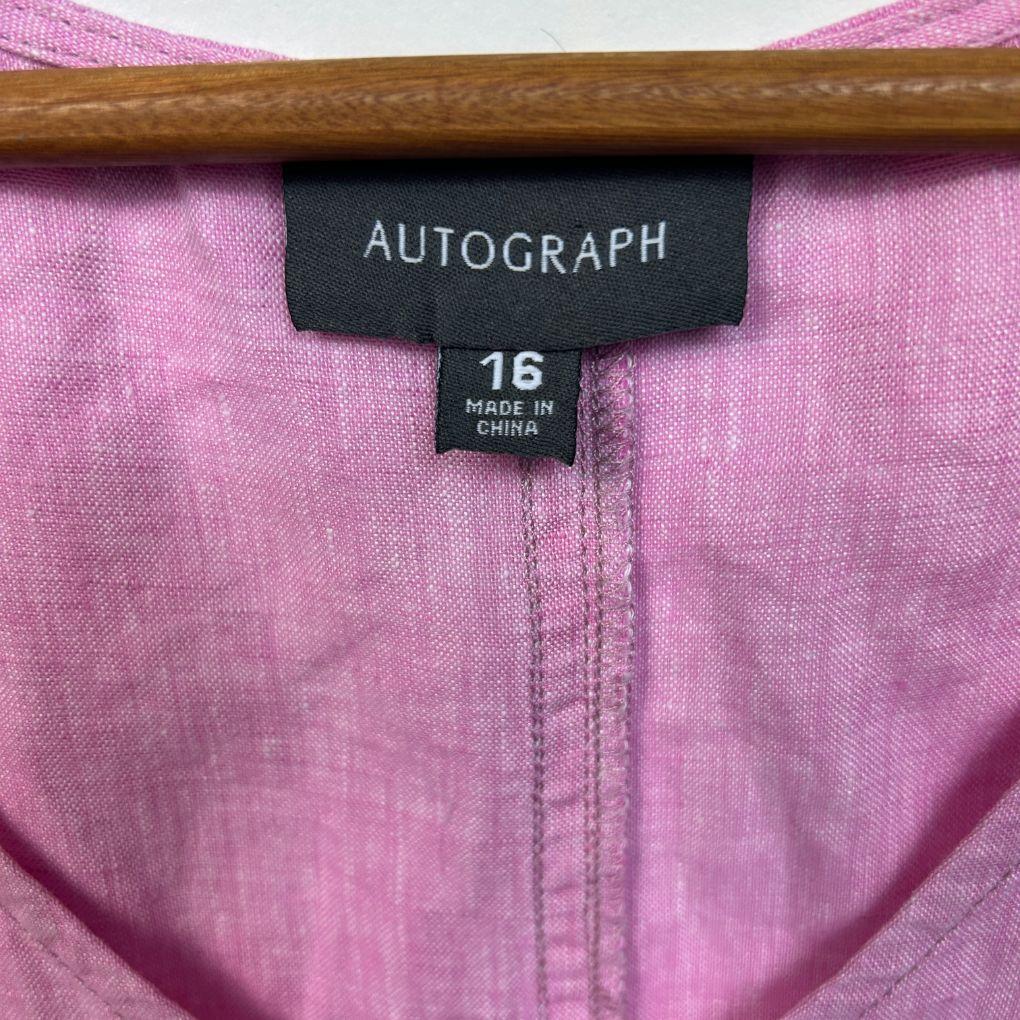 Autograph Pink Linen Top - Size 16