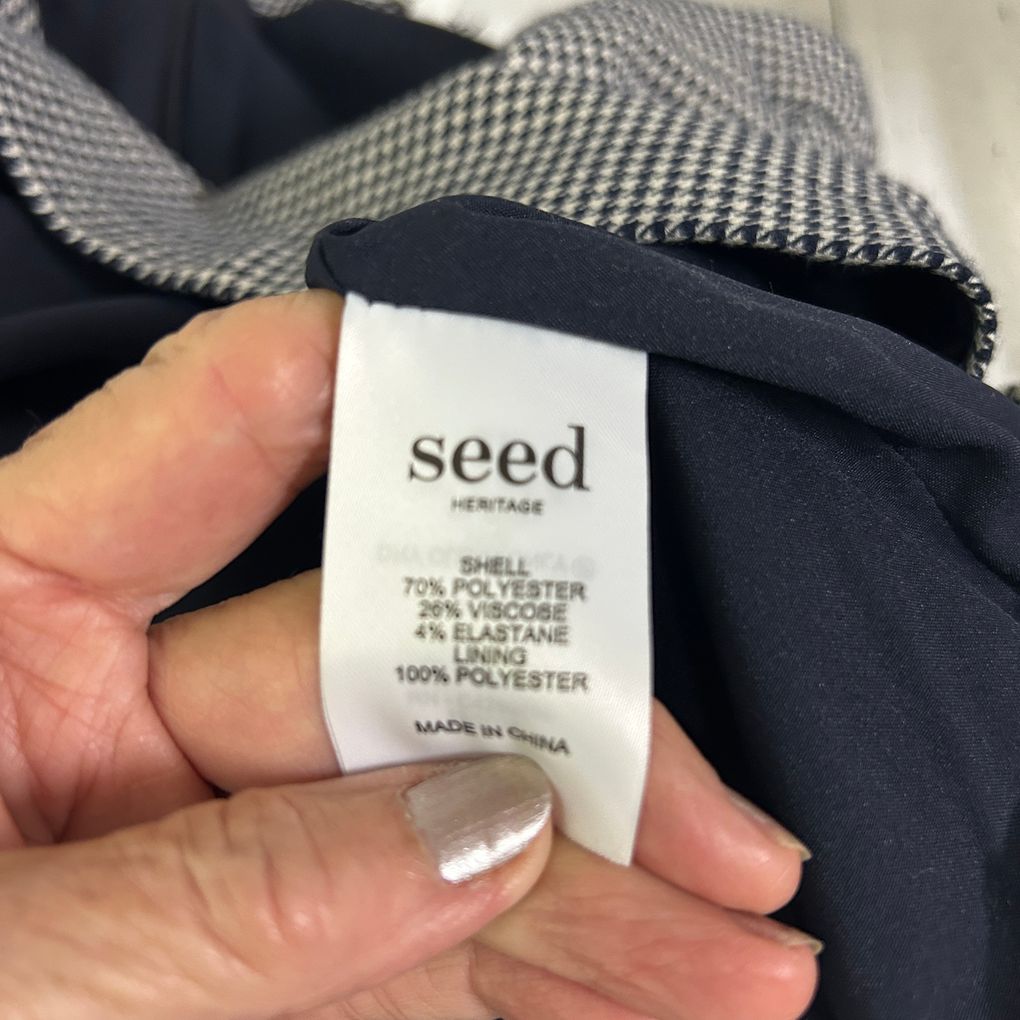 Seed Heritage Navy Houndstooth Mini Skirt - Size 14