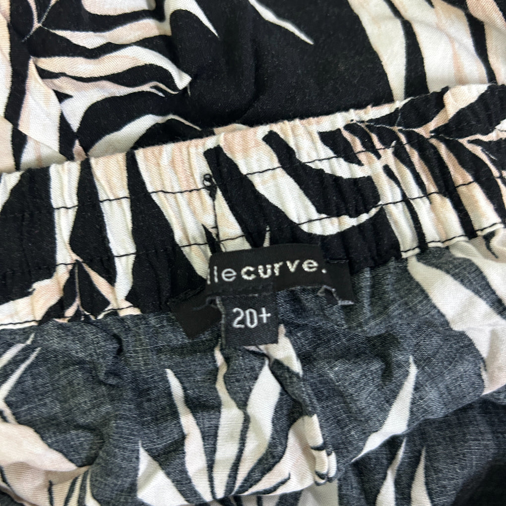 Belle Curve Black and White Palm Print Pants - Size 20