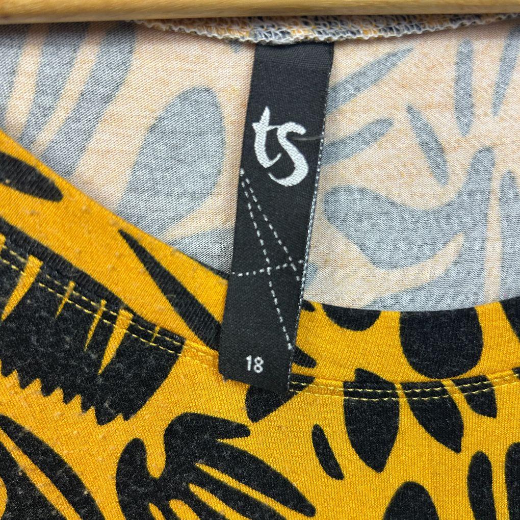 Taking Shape Mustard Print Casual Top - Size 18
