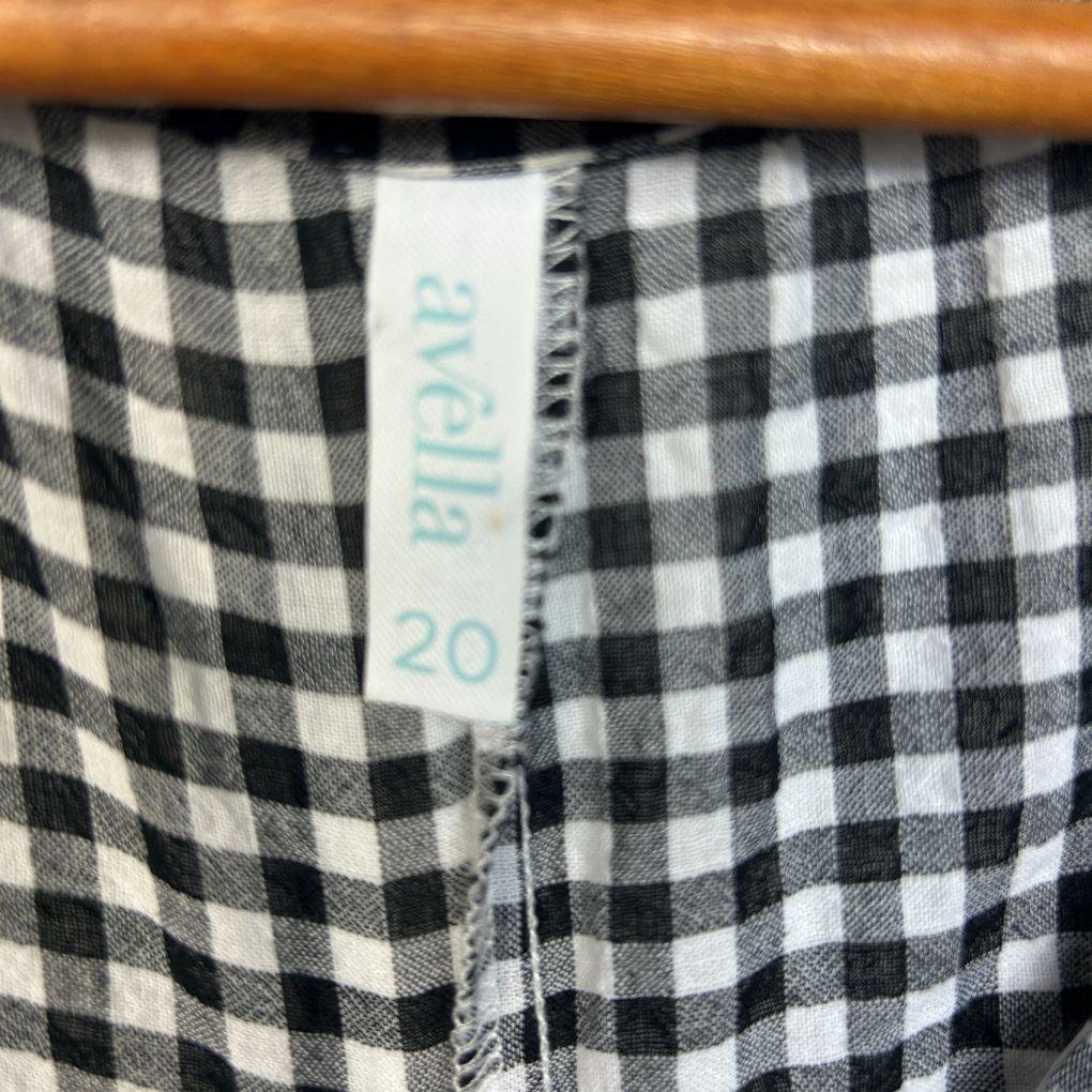 Avella Black Gingham Cotton Dress - Size 20