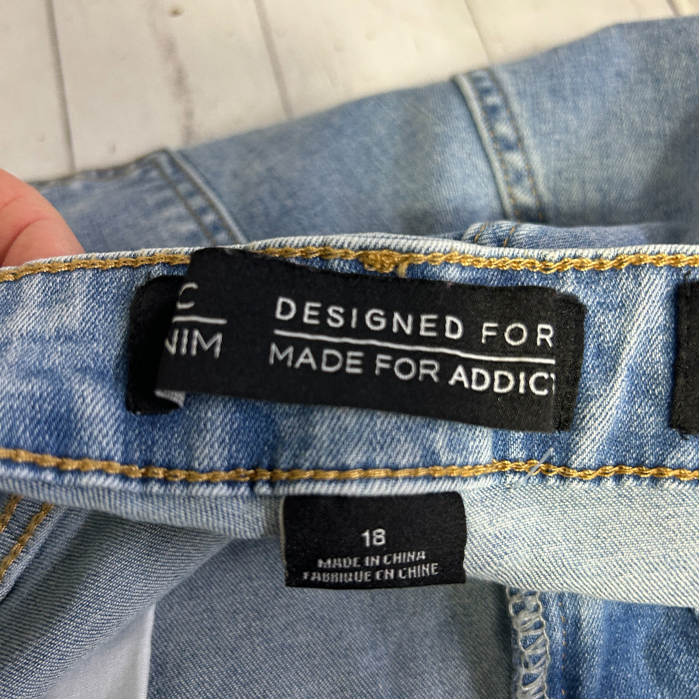 City Chic Light Blue Wide Leg Harley High Rise Crop Jeans - Size 18