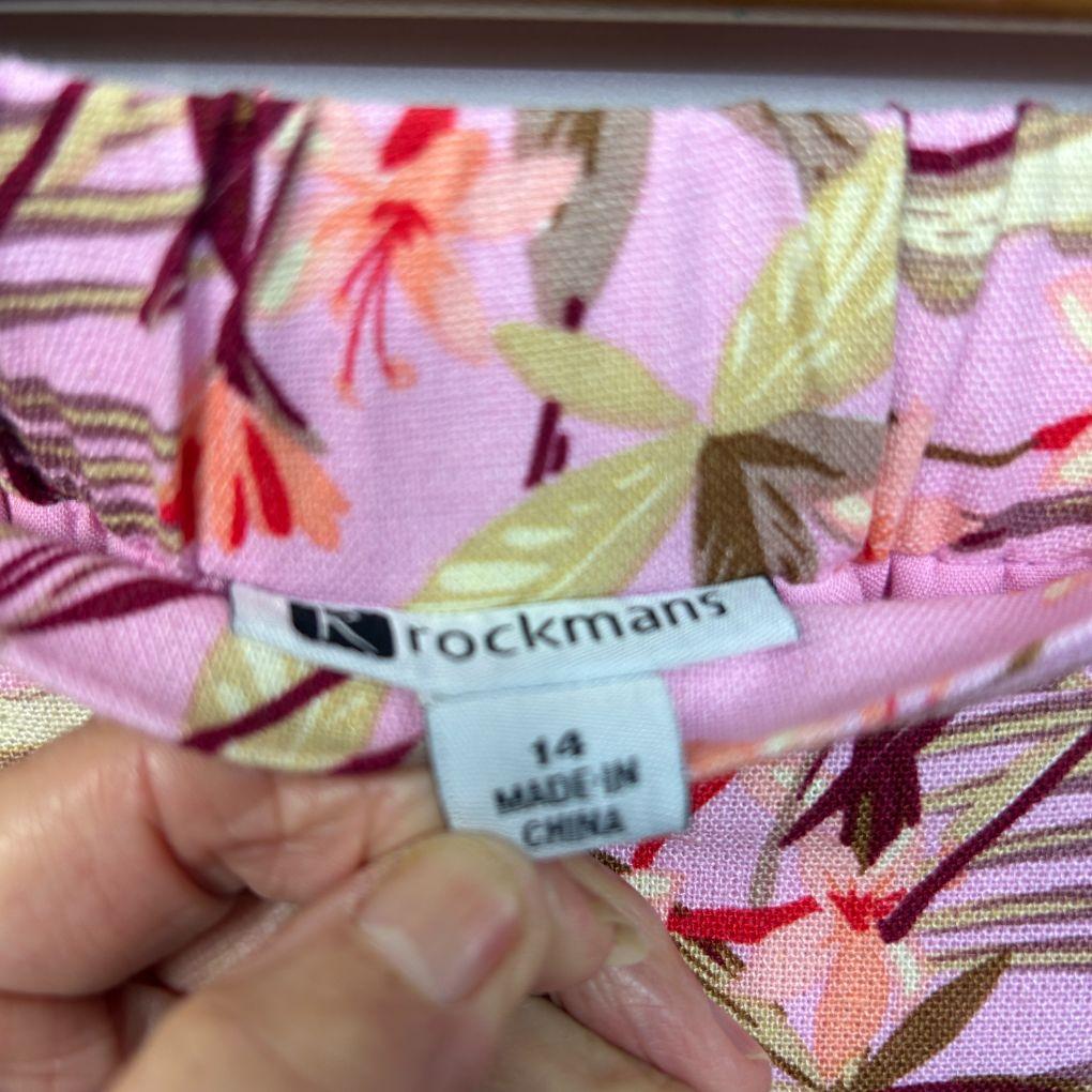 Rockmans Pink Linen Skirt - Size 14