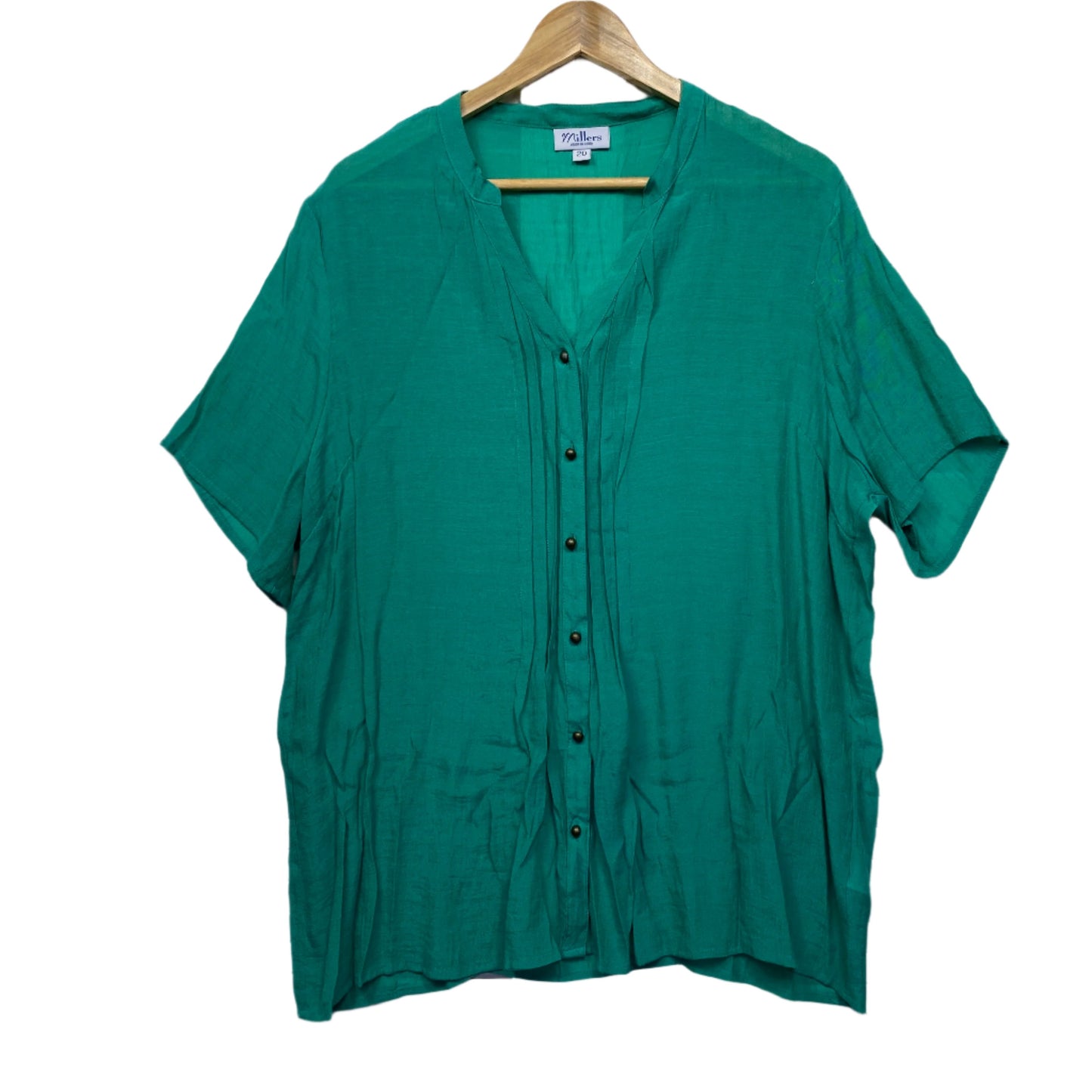 Millers Top Size 20 Green Short Sleeve Button Up